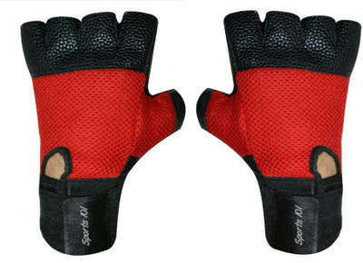 

Sports 101 X-Caliber T-9000 Genuine Leather with Wrist Support Gym & Fitness Gloves (, Red
