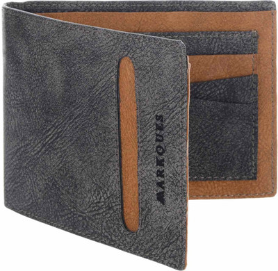 

MARKQUES Men Grey Artificial Leather Wallet(9 Card Slots), Grey-13