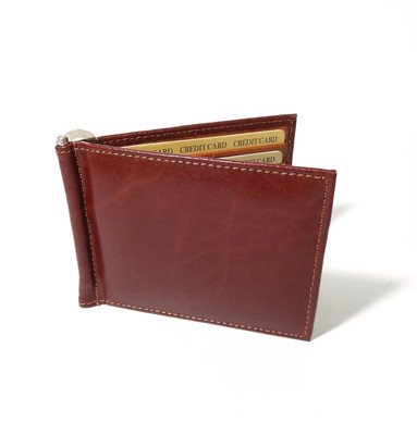 

Tom Venice Men Tan Genuine Leather Money Clip(6 Card Slots)