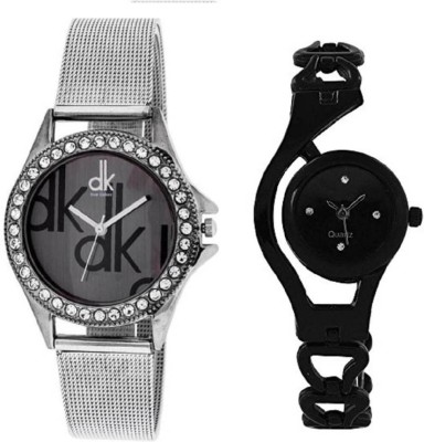 Gopal retail NEW BEAUTIFUL FASHION SILVER AND BLACK COMBO OFFER LATEST SOLO DESIGNER DEAL Watch  - For Girls   Watches  (Gopal Retail)