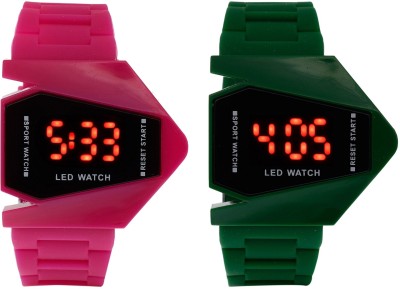vk sales Pink And Green Color Rocket Watch  - For Boys   Watches  (vk sales)