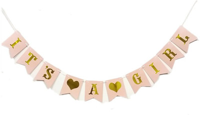 

PARTY PROPZ IT'S A GIRL DECORATION/PENNANT BANNER SET OF 1/IT'S GIRL PARTY SUPPLIES Pennant Banner(7 ft, Pack of 1)