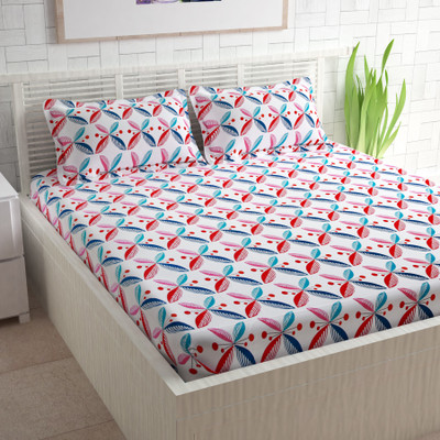 

CURL UP 104 TC Cotton Double Printed Bedsheet(Pack of 1, Multicolor)