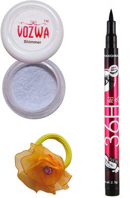 

VOZWA Silver Shimmer Powder, Sketch Pen EyeLiner and band.(Set of 3)