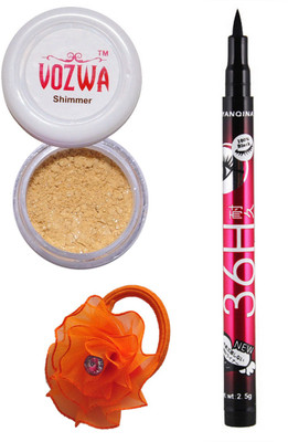 

VOZWA Golden Shimmer Powder, Pen Eyeliner and band.(Set of 3)