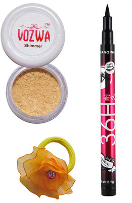 

VOZWA Golden Shimmer Powder, Sketch Pen EyeLiner and band.(Set of 3)