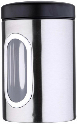 

Bergner Tidy Home Canister - 1.1 L Steel Food Storage(Silver, Black), Black;silver