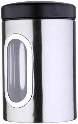 

Bergner Tidy Home Canister with Lid - 2.75 L Steel Food Storage(Silver, Black), Black;silver