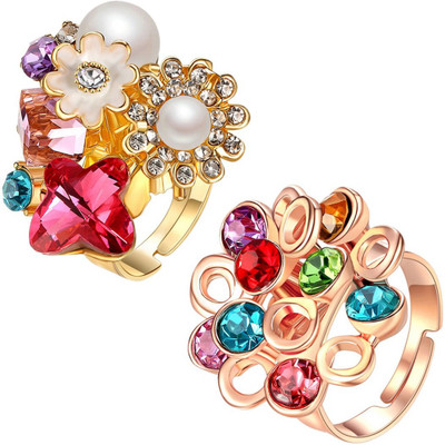 

Jewels Galaxy Luxuria Copper Crystal Gold-plated Plated Ring, Multicolor