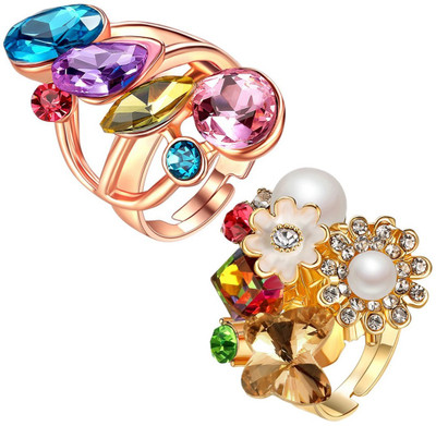 

Jewels Galaxy Luxuria Copper Crystal Gold-plated Plated Ring, Multicolor