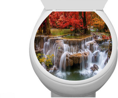 Asmi Collections 38 cm Toilet Seat Beautiful Waterfall Removable Sticker(Pack of 1)
