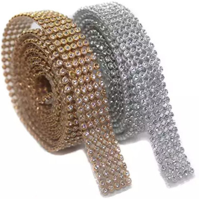 

BestUBuy ewellery Making Stone Sheet/Stone Lace 5 Line, Golden & Silver (Each 1.25 Mtr)