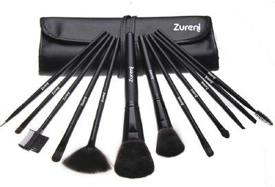 

Zureni Makeup Brushes For Face And Eye Cosmetics, Premium Synthetic Hair, With Black Brush Bag Organizer(Pack of 12)