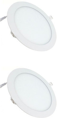 

Glazo 12 watt Round Slim panel light White (Pack of 2) Recessed Ceiling Lamp
