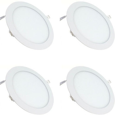 

Glazo 12 watt Round Slim panel light White (Pack of 4) Recessed Ceiling Lamp