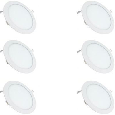 

Glazo 12 watt Round Slim panel light White (Pack of 6) Recessed Ceiling Lamp
