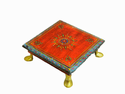 

shivay arts RED EMBOSS CHOWKI Wooden All Purpose Chowki(Red, Pack of 1)