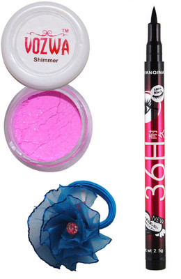 

VOZWA Pink Shimmer Powder, Eye Liner and band.(Set of 3)