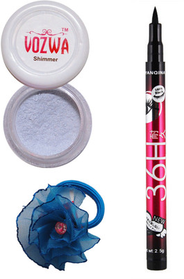 

VOZWA Silver Shimmer Powder, Eye Liner and band.(Set of 3)