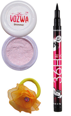 

VOZWA Light Copper Shimmer Powder, Sketch Pen EyeLiner and band.(Set of 3)