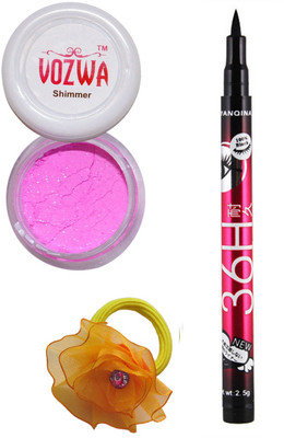 

VOZWA Pink Shimmer Powder, Sketch Pen EyeLiner and band.(Set of 3)
