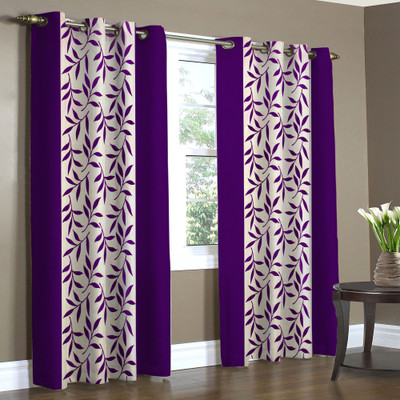68% OFF on Home Candy Polyester Door Curtain 212 cm (6 ft) Pack of 2(Printed Purple)