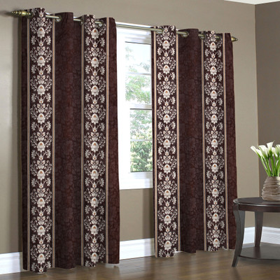 

Home Candy 212 cm (7 ft) Polyester Door Curtain (Pack Of 2)(Floral, Brown)