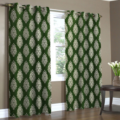 

Home Candy 212 cm (7 ft) Polyester Door Curtain (Pack Of 2)(Floral, Green)