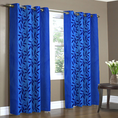 

Home Candy 274 cm (9 ft) Polyester Long Door Curtain (Pack Of 2)(Floral, Blue)