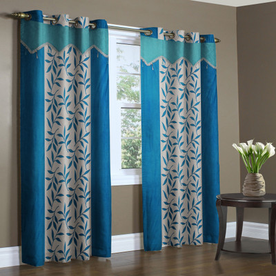 

Home Candy 212 cm (7 ft) Polyester Door Curtain (Pack Of 2)(Geometric, Blue)
