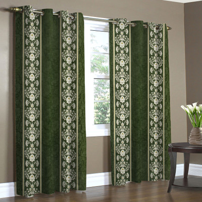 

Home Candy 212 cm (7 ft) Polyester Door Curtain (Pack Of 2)(Floral, Green)