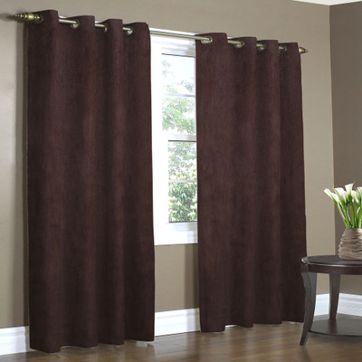 68% OFF on Home Candy Polyester Door Curtain 212 cm (6 ft) Pack of 2(Floral Brown)