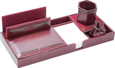 

Leathers18 2 Compartments Leather Modular Desk set(Brown)