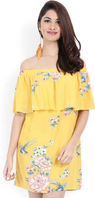 Forever 21 Women A-line Yellow Dress