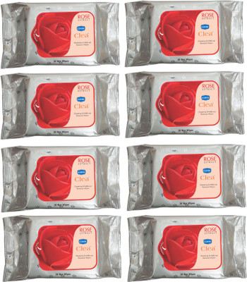 

Ginni CLEA Cleansing & Make-up Remover Wet Wipes (Rose) (Pack of 8) (30 Wipes Per Pack)(Pack of 240)