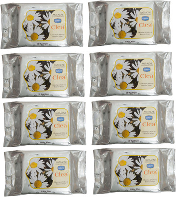

Ginni CLEA Cleansing & Make-up Remover Wet Wipes (Antiacne) (Pack of 8) (30 Wipes Per Pack)(Pack of 240)