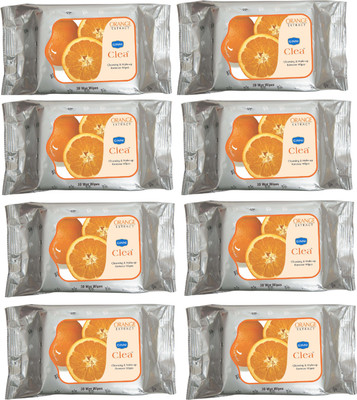 

Ginni CLEA Cleansing & Make-up Remover Wet Wipes (Orange) (Pack of 8) (30 Wipes Per Pack)(Pack of 240)