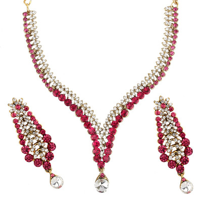 Styylo Jewels Alloy Gold-plated Maroon, White Jewellery Set(Pack of 1)