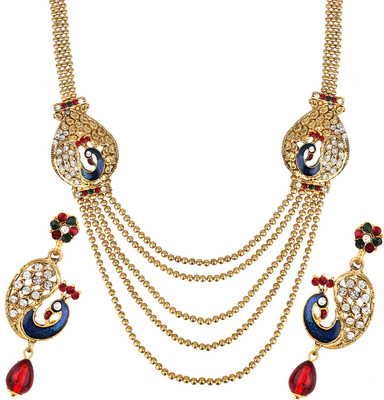 Angel In You Alloy Gold-plated Green, Maroon, Gold, White, Multicolor Jewellery Set(Pack of 1)