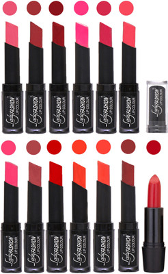 

Lady Fashion Cosmetics Combo of 13 Lipsticks Set in Wholesale Rate 0016(Baby Pink, Redish Maroon, Red, Dark Pink, Magenta, Mauve, Tametto Red, Brick Orange, Dark Magenta, Hot Orange, Pink, Maroon)
