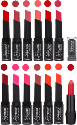 

Lady Fashion Cosmetics Combo of 13 Lipsticks Set in Wholesale Rate 008(Tametto Red, Hot Pink, Mauve, Peach, Red, Dark Pink, Magenta, Mauve, Tametto Red, Brick Orange, Dark Magenta, Hot Orange)
