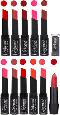 

Lady Fashion Professional Creamy Matte Rythm Lipsticks Set of 11 Lip Colors 015(Tametto Red, Hot Pink, Red, Dark Pink, Magenta, Mauve, Tametto Red, Brick Orange, Pink, Maroon)