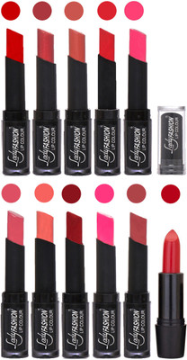 

Lady Fashion Professional Creamy Matte Rythm Lipsticks Set of 11 Lip Colors 006(Tametto Red, Hot Pink, Nude, Orange, Mauve, Peach, Red, Dark Pink, Magenta, Mauve)