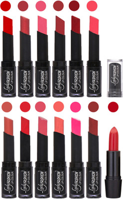 

Lady Fashion Cosmetics Combo of 13 Lipsticks Set in Wholesale Rate 004(Tametto Red, Hot Pink, Baby Pink, Redish Maroon, Nude, Orange, Mauve, Peach, Red, Dark Pink, Pink, Maroon)
