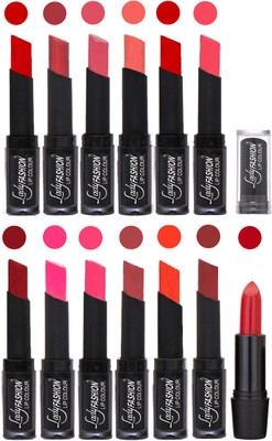 

Lady Fashion Cosmetics Combo of 13 Lipsticks Set in Wholesale Rate 009(Tametto Red, Hot Pink, Mauve, Peach, Red, Dark Pink, Magenta, Mauve, Tametto Red, Brick Orange, Pink, Maroon)