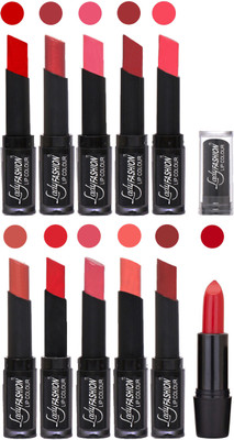 

Lady Fashion Professional Creamy Matte Rythm Lipsticks Set of 11 Lip Colors 005(Tametto Red, Hot Pink, Baby Pink, Redish Maroon, Nude, Orange, Mauve, Peach, Pink, Maroon)