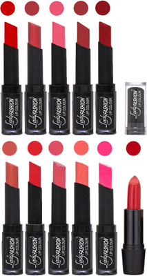 

Lady Fashion Professional Creamy Matte Rythm Lipsticks Set of 11 Lip Colors 001(Tametto Red, Hot Pink, Baby Pink, Redish Maroon, Nude, Orange, Mauve, Peach, Red, Dark Pink)