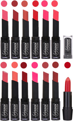 

Lady Fashion Cosmetics Combo of 13 Lipsticks Set in Wholesale Rate 0013(Baby Pink, Redish Maroon, Nude, Orange, Mauve, Peach, Red, Dark Pink, Magenta, Mauve, Pink, Maroon)
