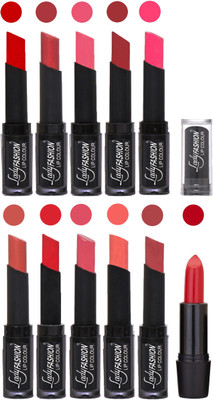 

Lady Fashion Professional Creamy Matte Rythm Lipsticks Set of 11 Lip Colors 002(Tametto Red, Hot Pink, Baby Pink, Redish Maroon, Nude, Orange, Mauve, Peach, Magenta, Mauve)