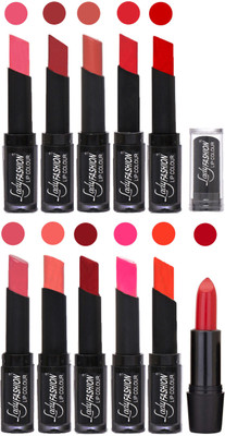 

Lady Fashion Professional Creamy Matte Rythm Lipsticks Set of 11 Lip Colors 018(Baby Pink, Redish Maroon, Nude, Orange, Mauve, Peach, Red, Dark Pink, Tametto Red, Brick Orange)